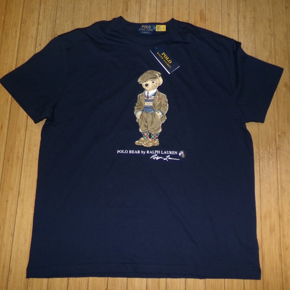 POLO RALPH LAUREN MEN'S LRG SIGNATURE BEAR S/S NAVY T-SHIRT NWT